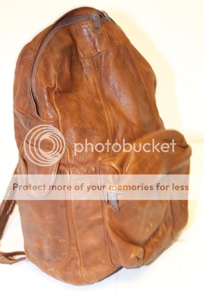 hand crafted chestnut brown genuine leather travel daypack back
